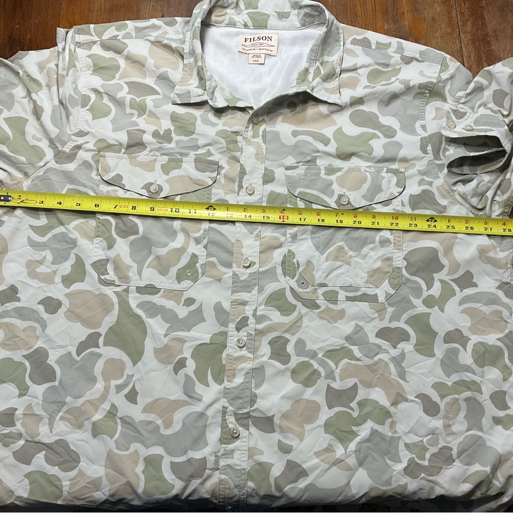 Filson Twin Lakes Sport Shirt Mens Sz XXXL Green Camo Hiking Outdoor Vented - Picture 6 of 9